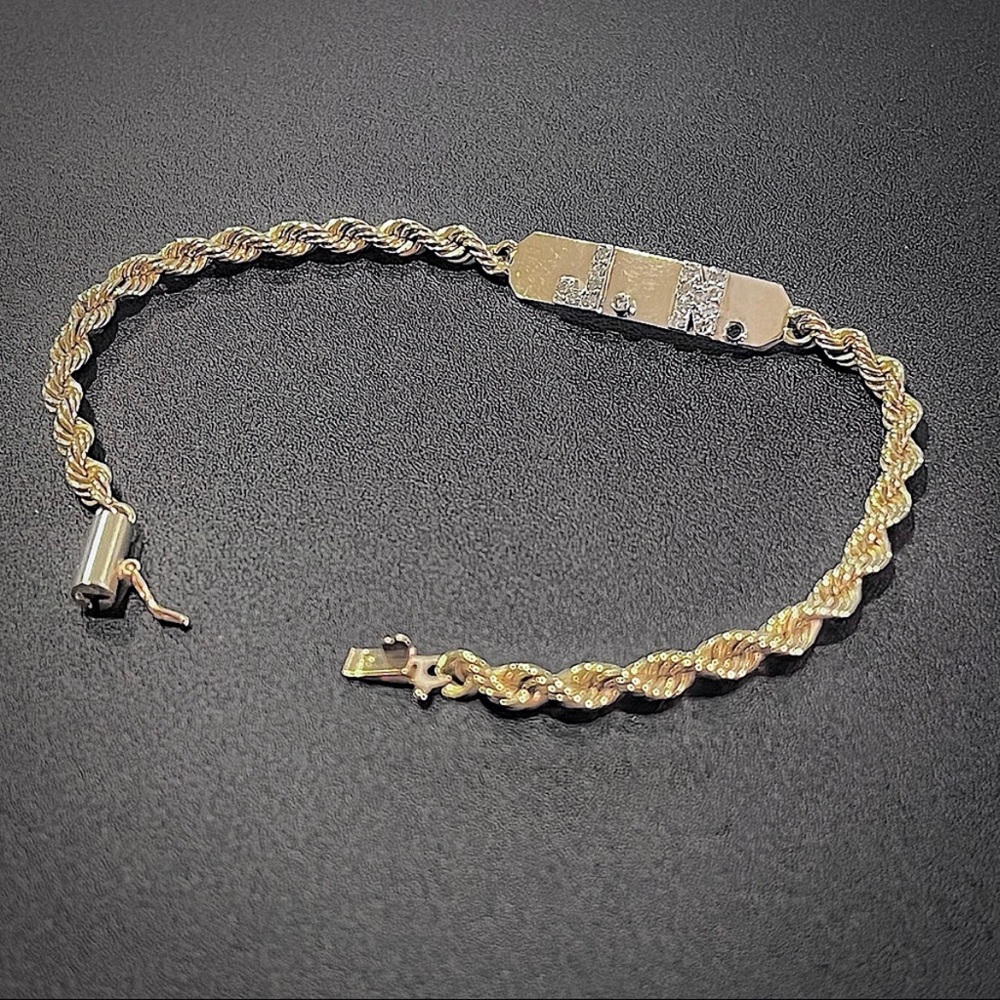 ☃️ 14K Gold & Diamond Vintage ID Bracelet
